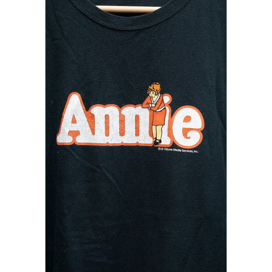 Vintage Annie Little Orphan Annie T-Shirt Black Graphic Cartoon Comic Men's Size