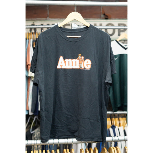 Vintage Annie Little Orphan Annie T-Shirt Black Graphic Cartoon Comic Men's Size