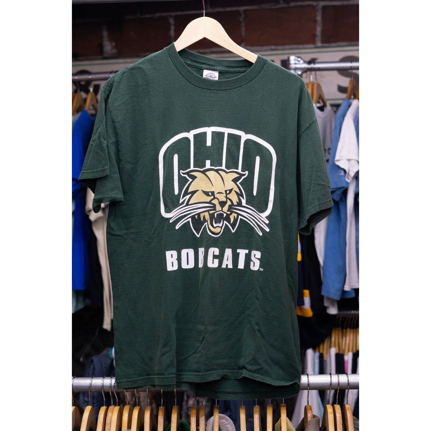 Ohio Bobcats NCAA T-Shirt Hunter Green College Sports Logo Men's Size Large